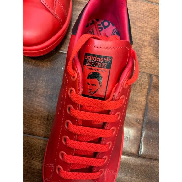 Adidas + Raf Simons Red Leather Stan Smith Sneakers, Size 7.5 (W) 6 (M) NWOB! - Picture 3 of 8